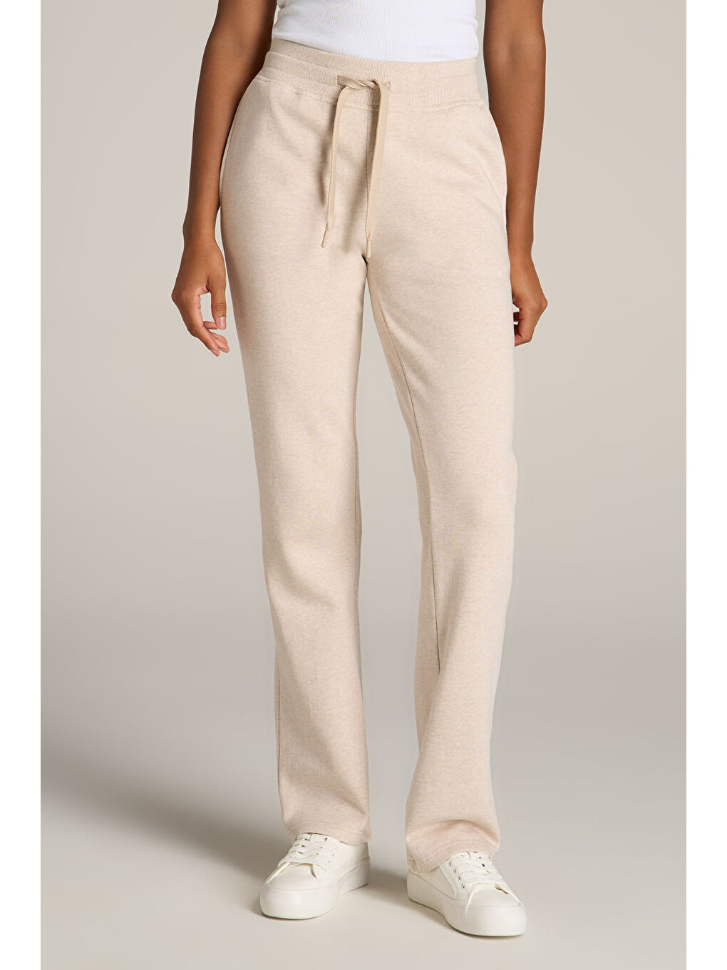 Bej Kadın İçi Polarlı 3 iplik Kalın Eşofman Altı SPR24EAK95-3