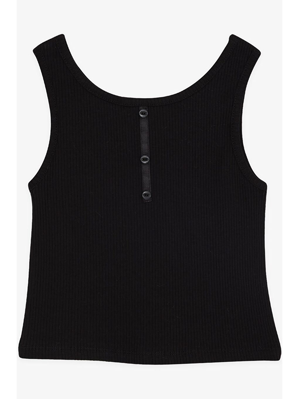 Kız Çocuk Crop Tişört Düğme Aksesuarlı Siyah (9-14 Yaş)