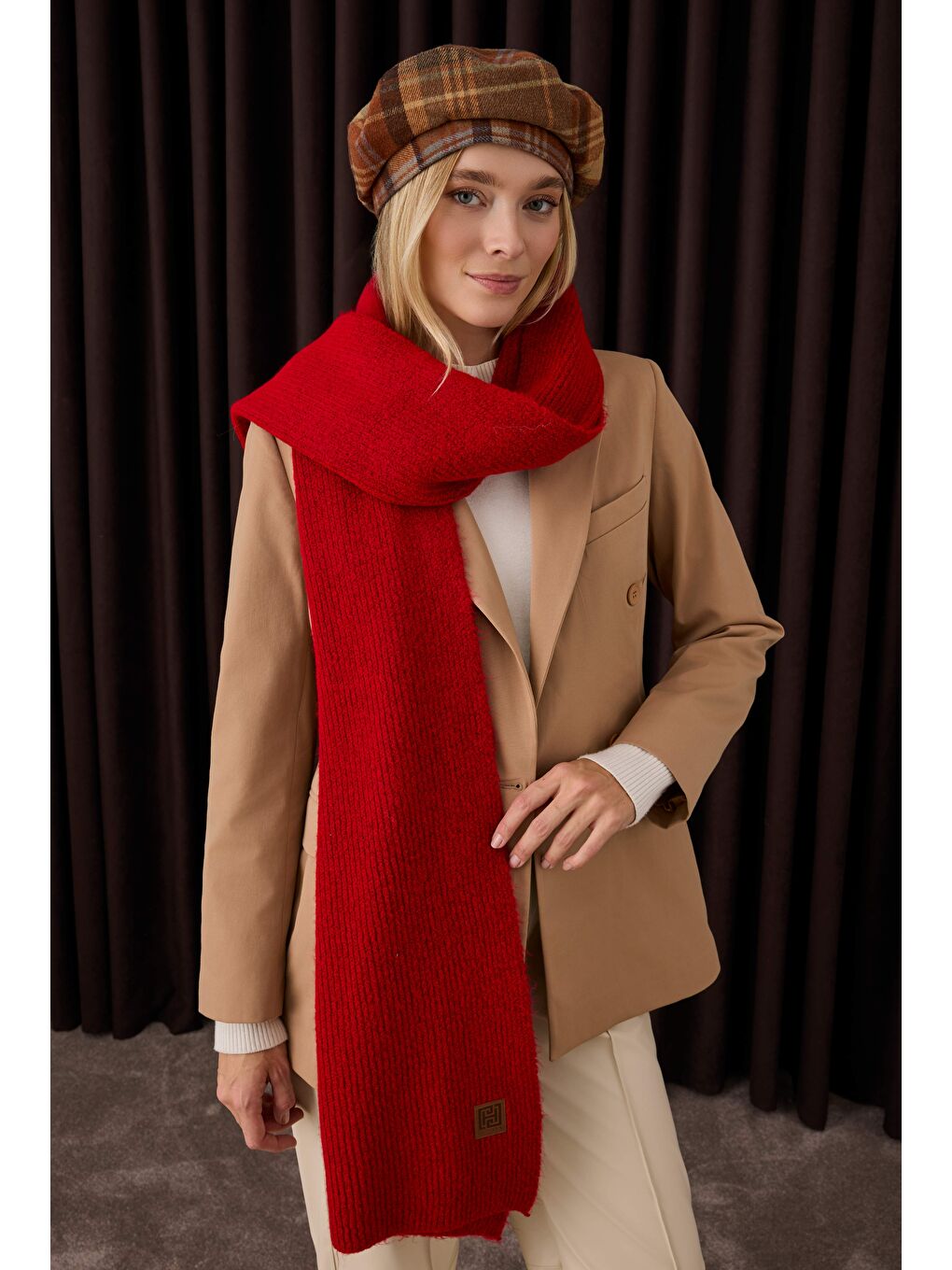 Kahverengi Bele Oturtmalı Ceket Camel-3