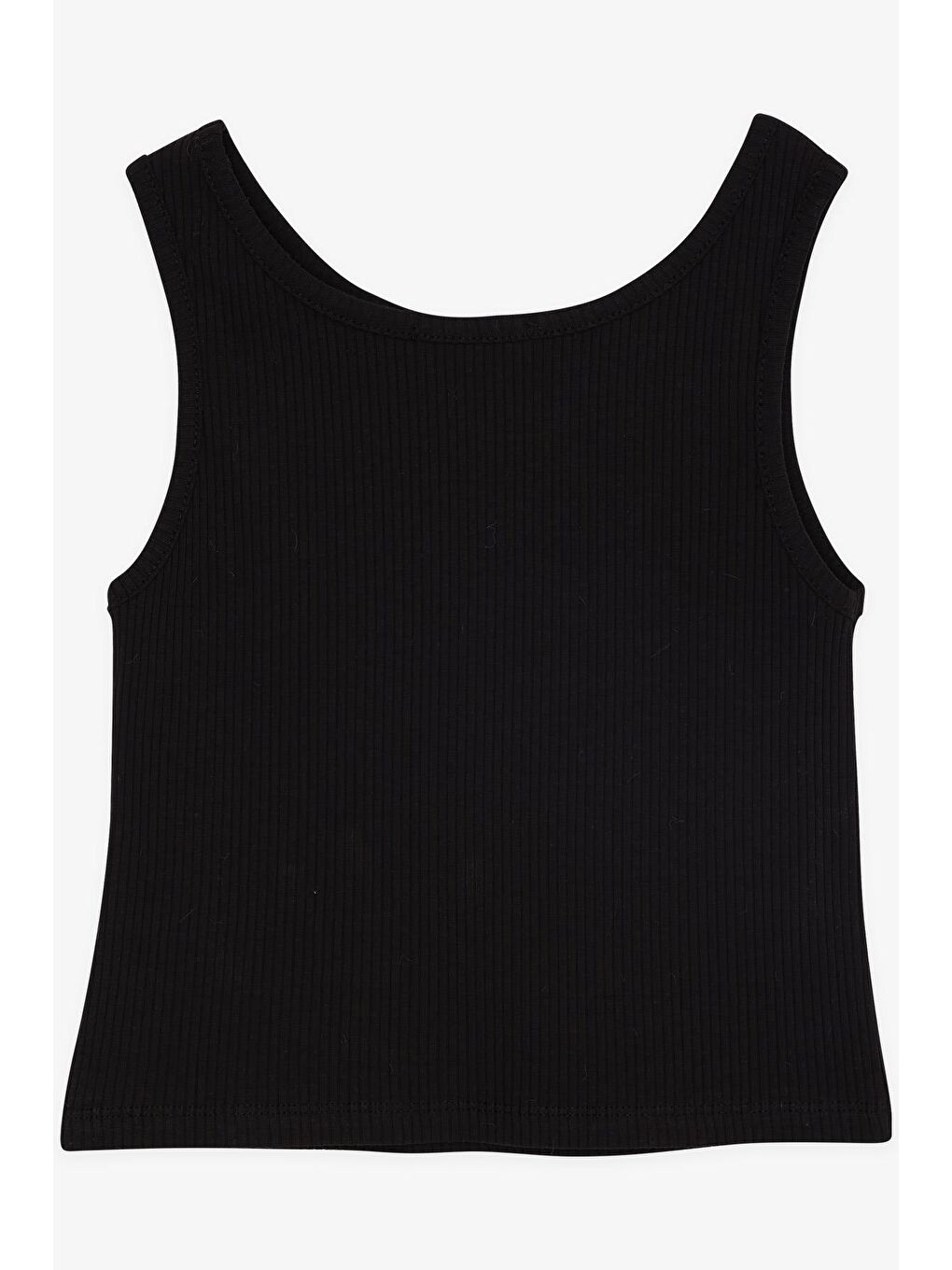 Kız Çocuk Crop Tişört Düğme Aksesuarlı Siyah (9-14 Yaş)-1