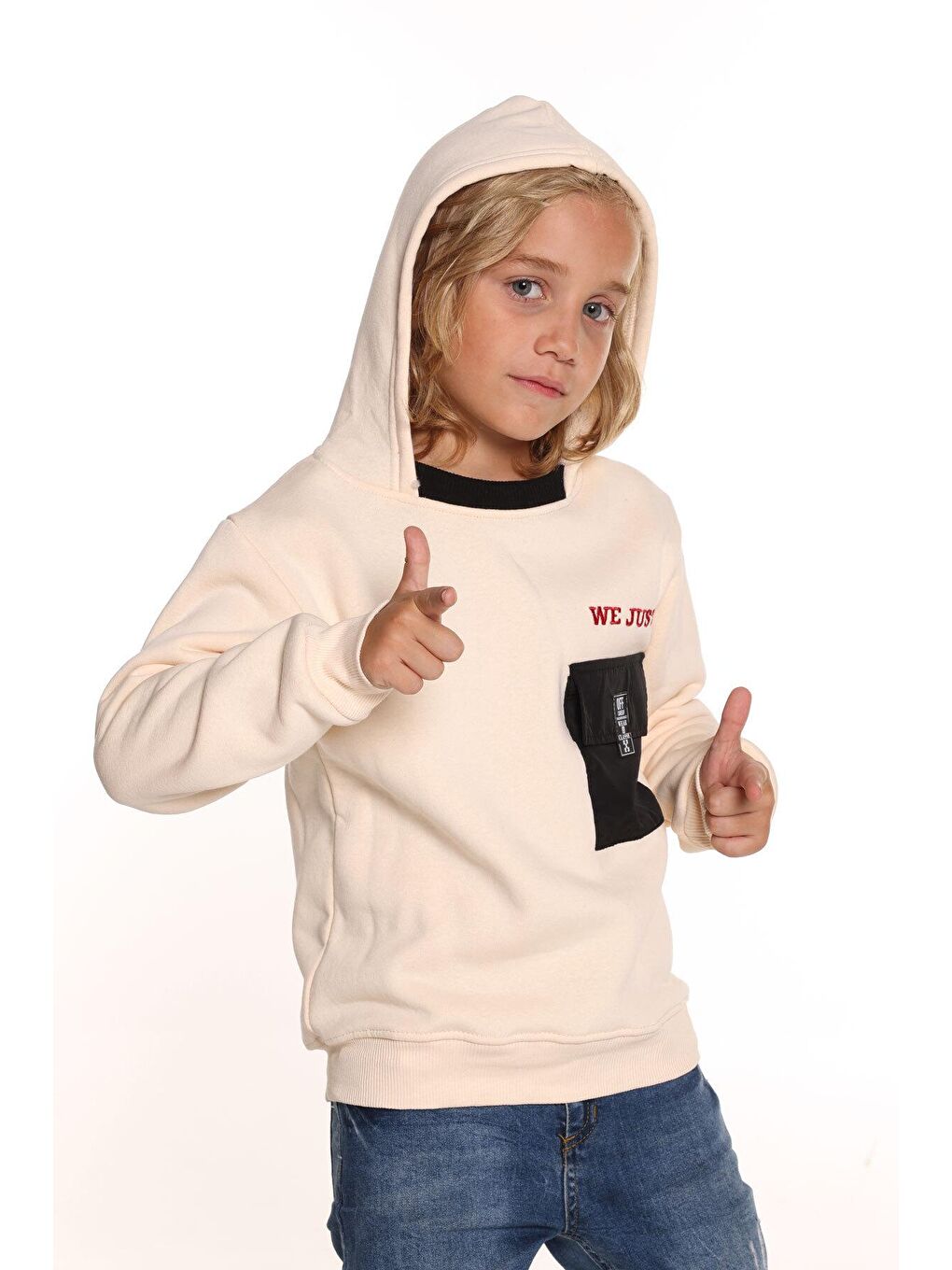 Ekru Erkek Çocuk Kapüşonlu Polarlı Sweatshirt 9-14 Yaş 14157-2