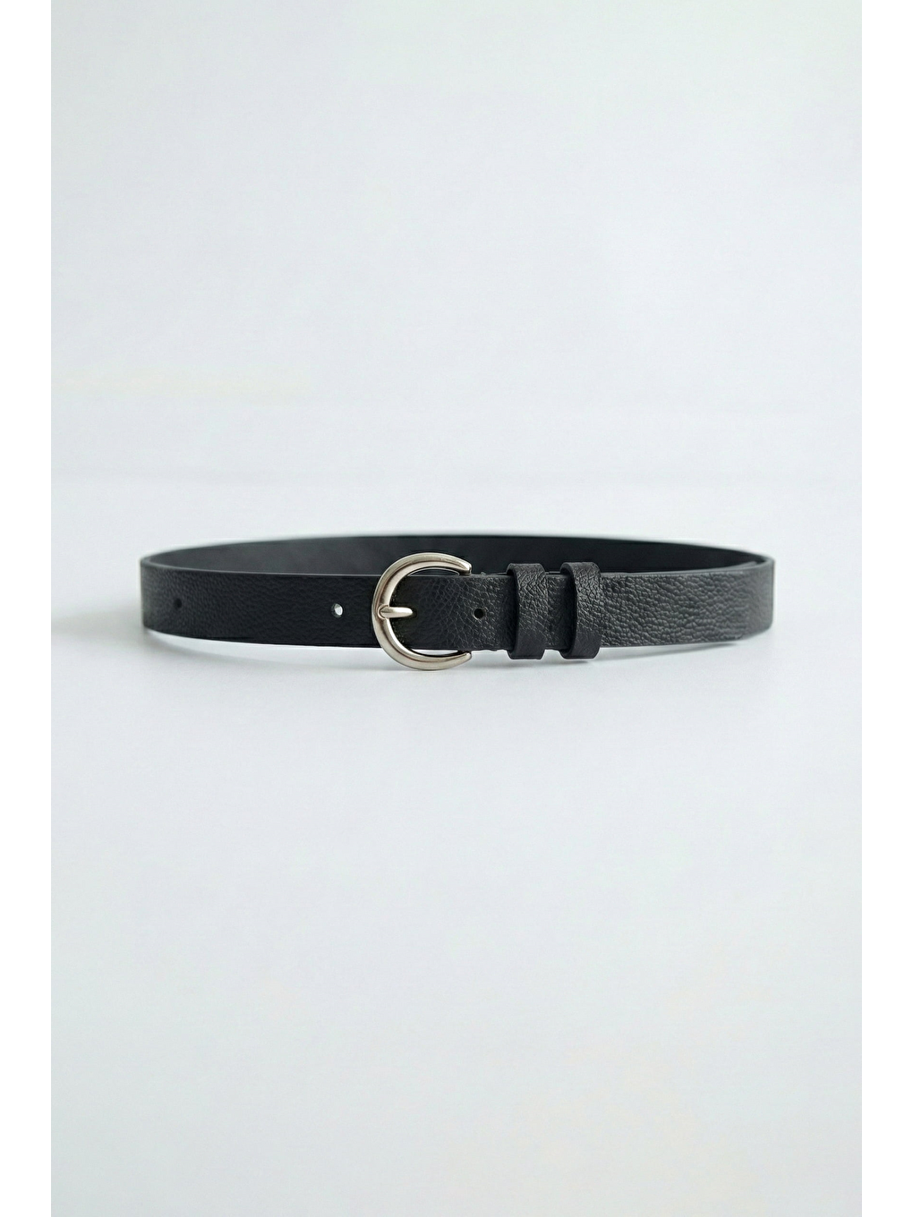 Erkek Smart Casual İnce Metal Tokalı Kemer Siyah