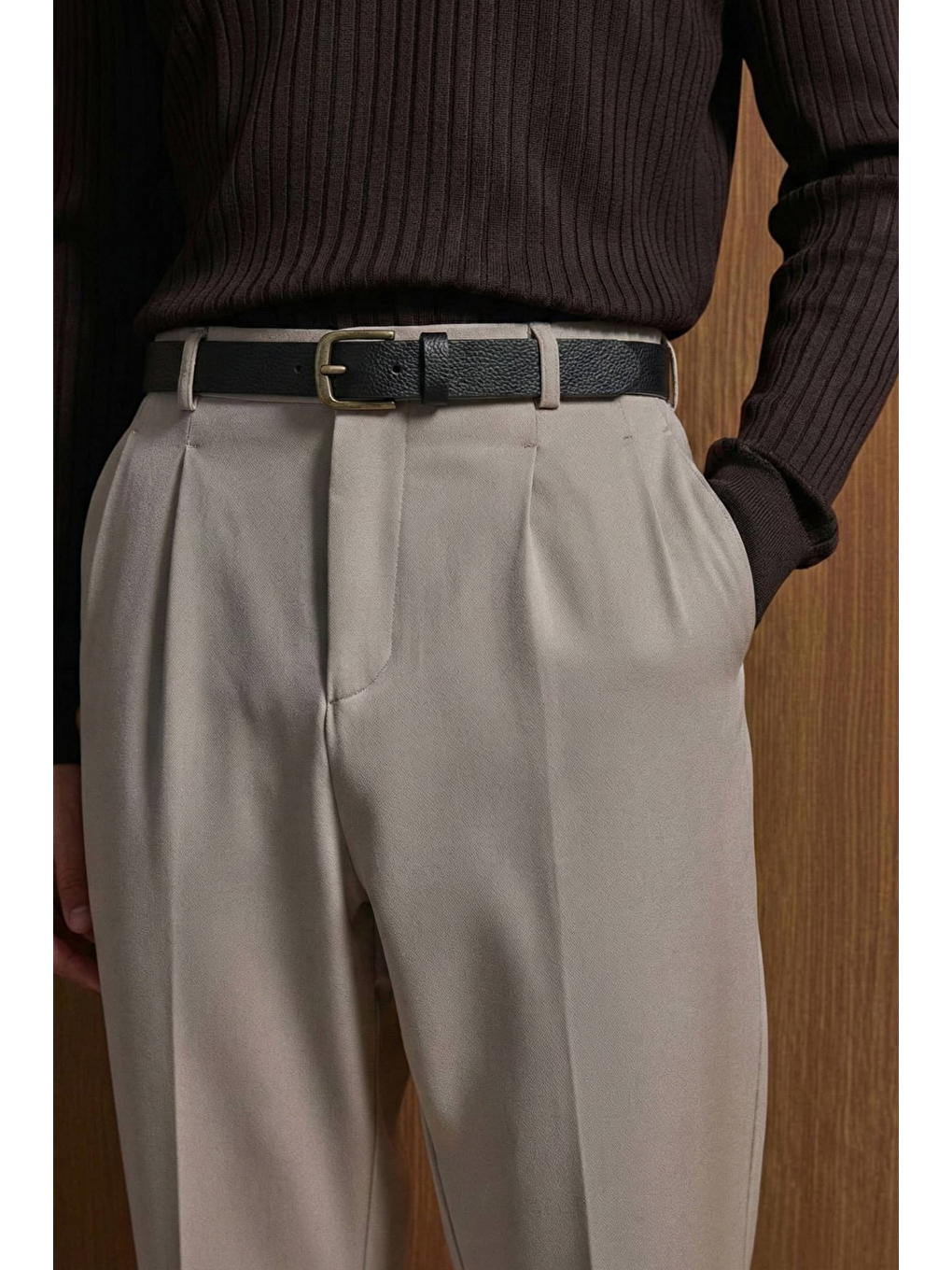 Erkek İnce Kare Tokalı Kemer Siyah-1