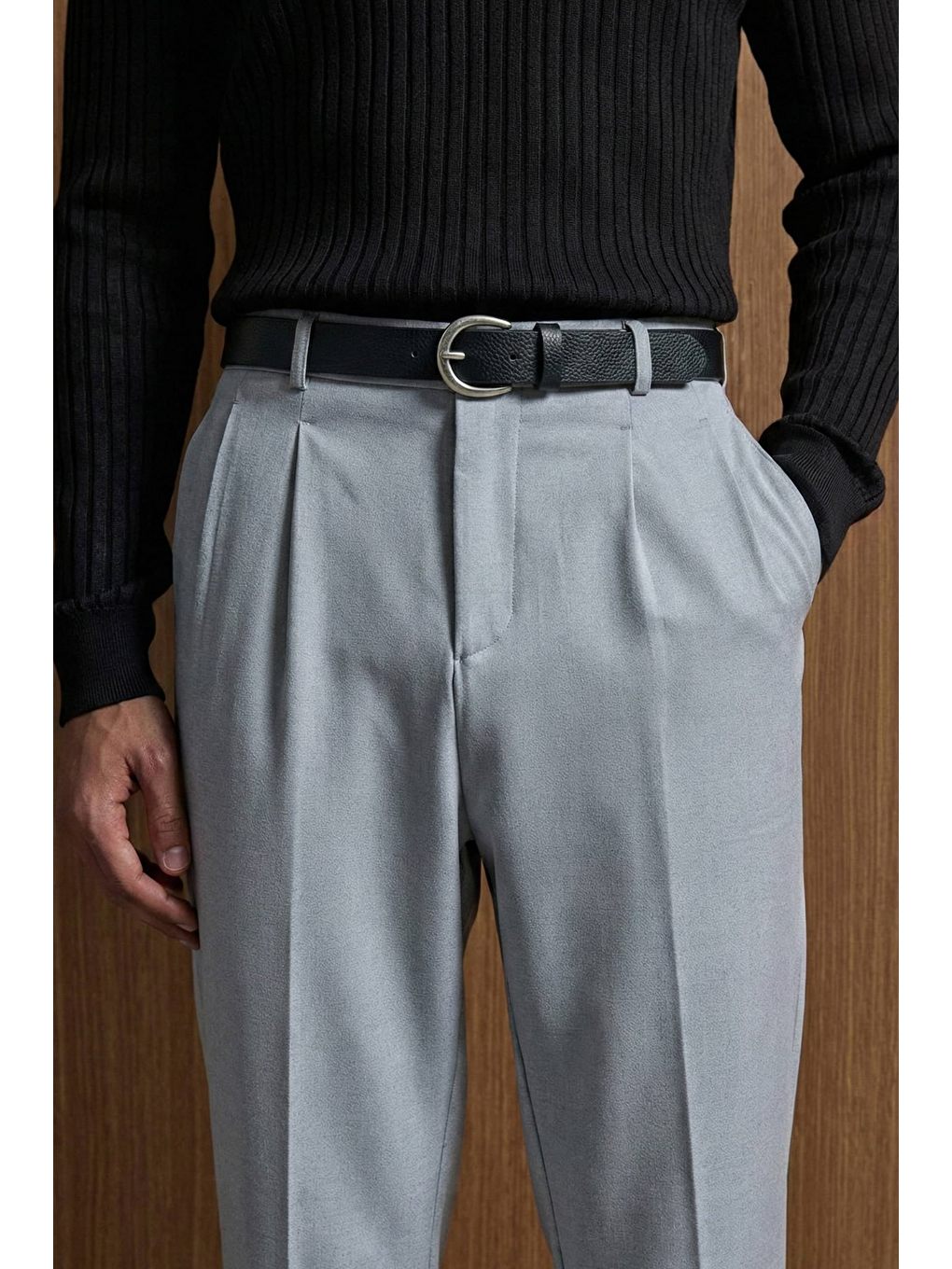 Erkek Smart Casual İnce Metal Tokalı Kemer Siyah-1