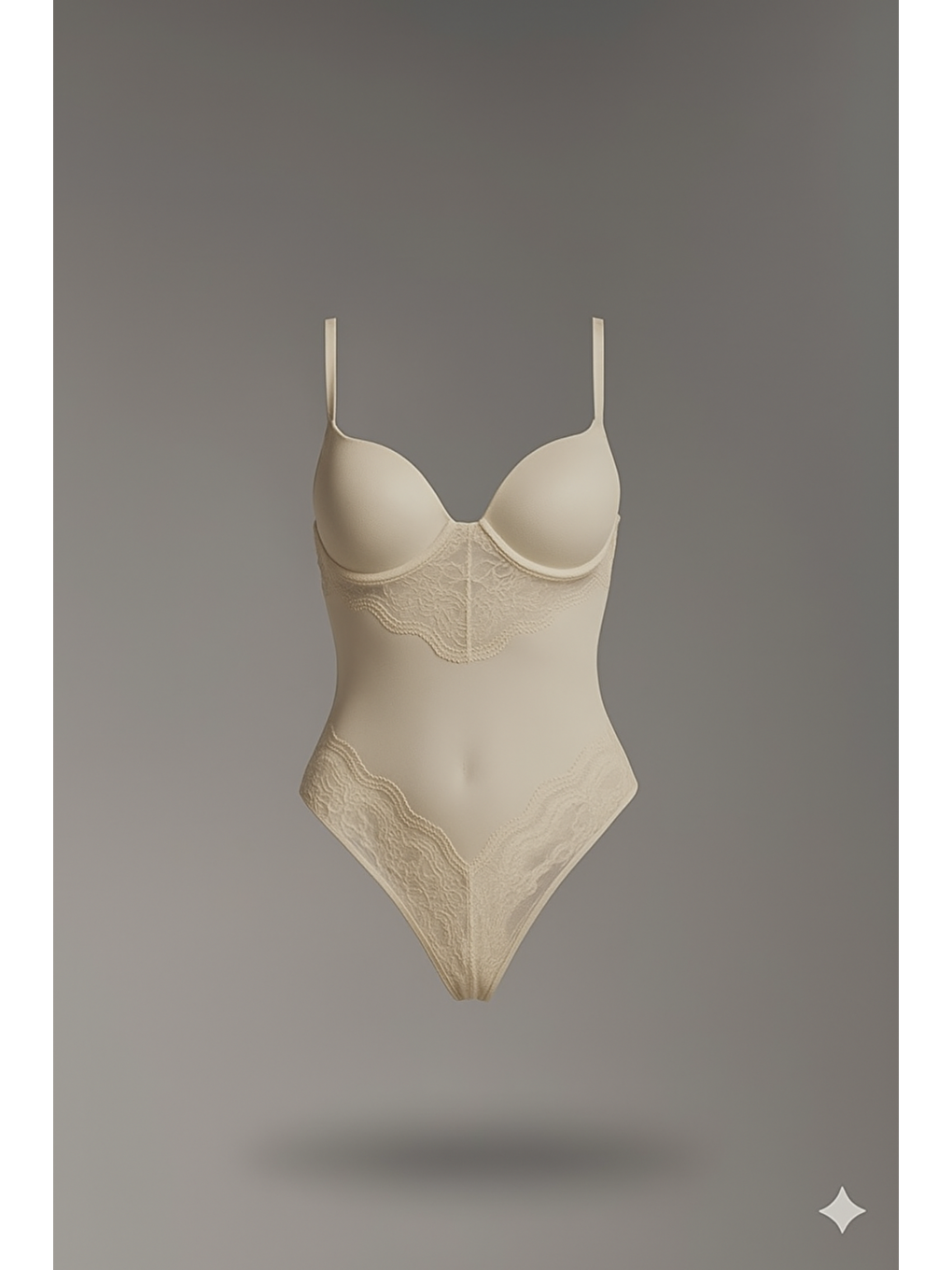 Destekli Dantelli Çıtçıtlı Body C15081 Ekru