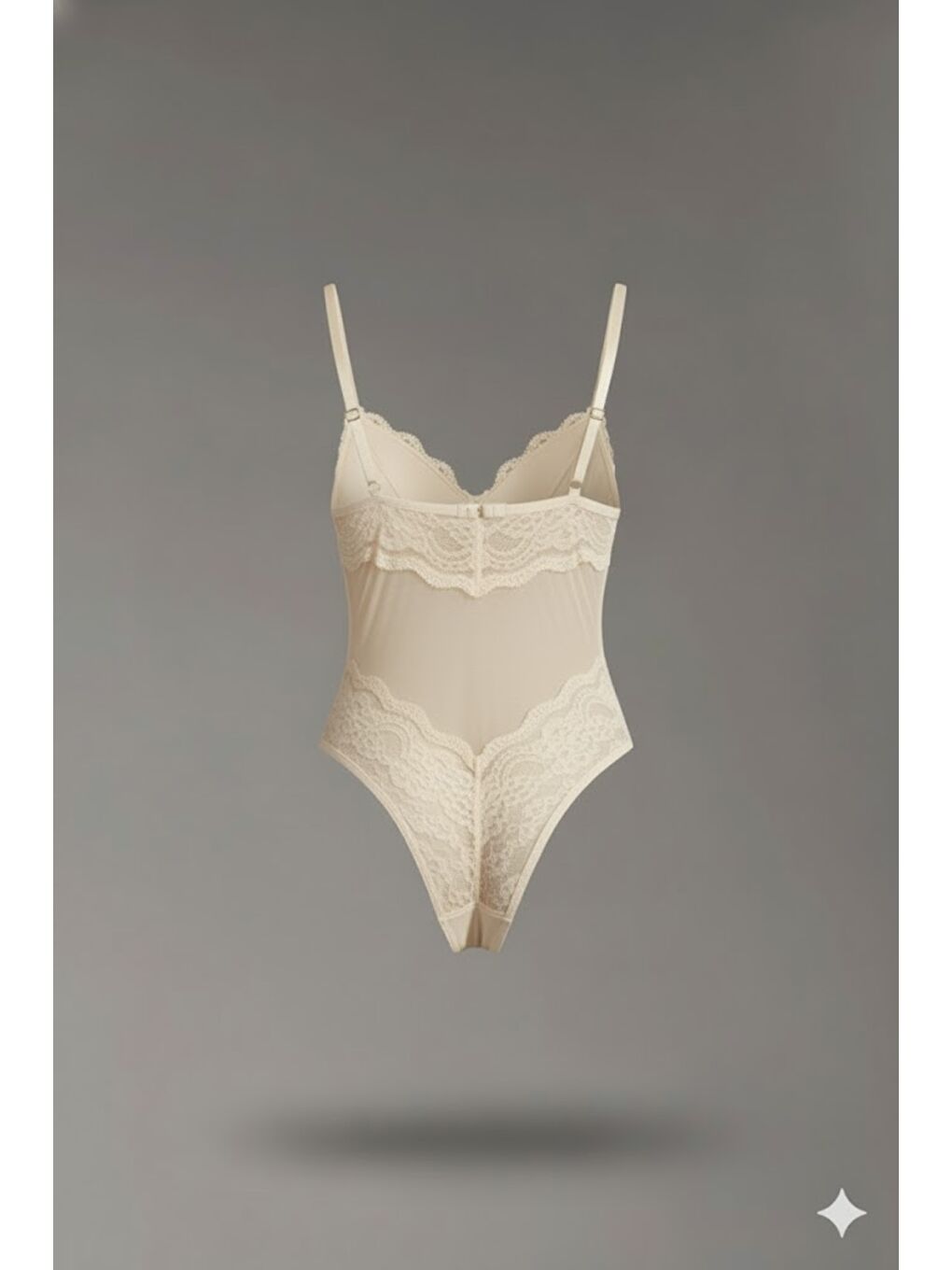 Destekli Dantelli Çıtçıtlı Body C15081 Ekru-1