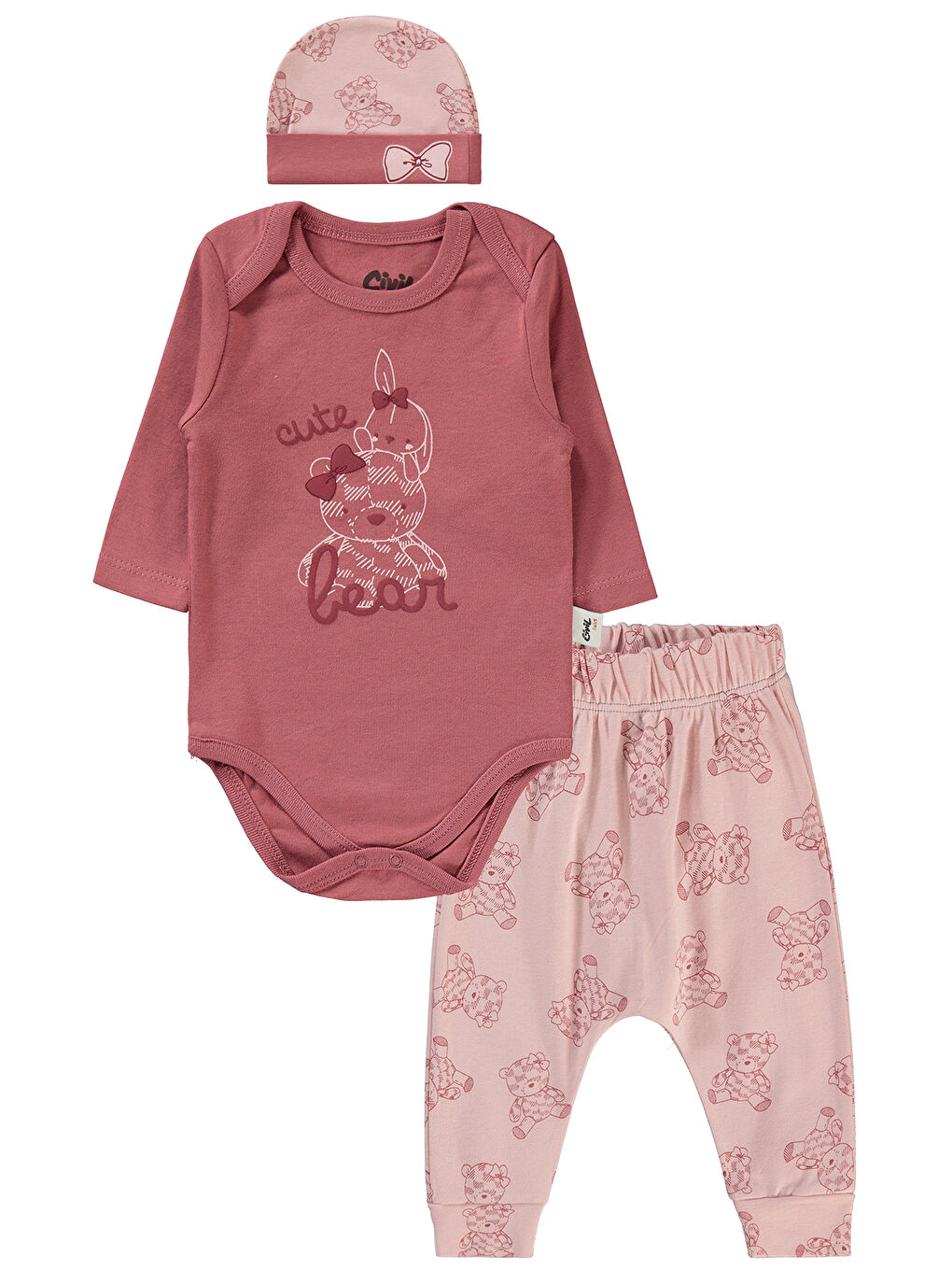 Baby Kız Bebek 3'lü Takım 6-18 Ay Bordo