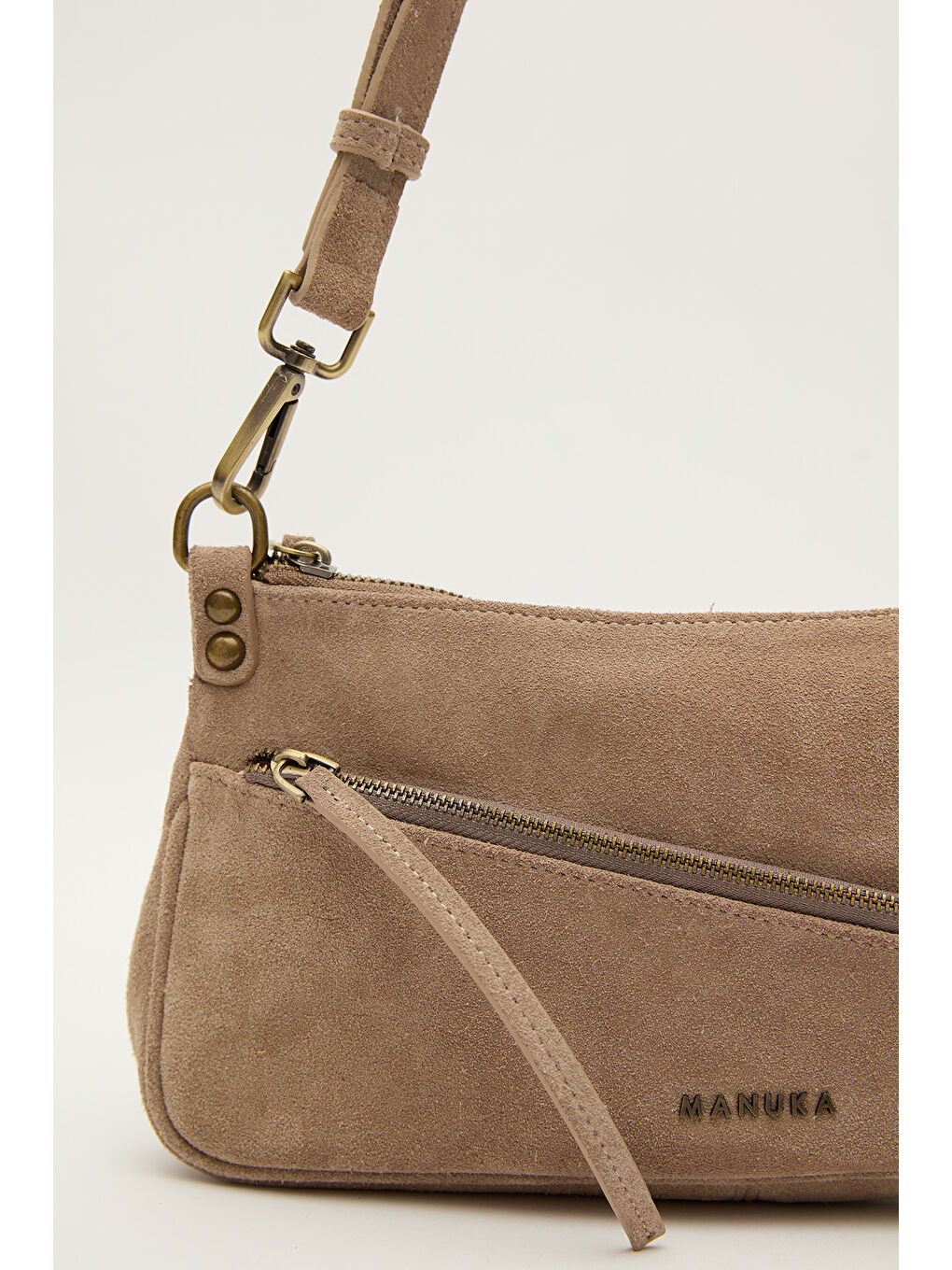 Bej Mari Süet Baget Çanta Kum-5