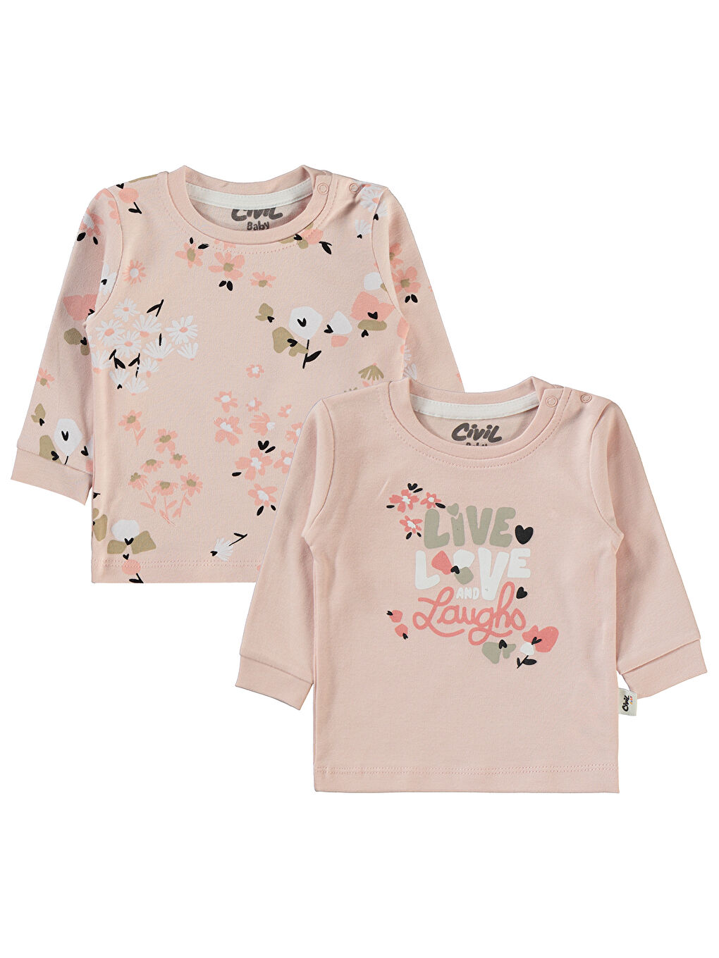 Pembe Baby Kız Bebek 2'li Sweatshirt 6-18 Ay Pudra