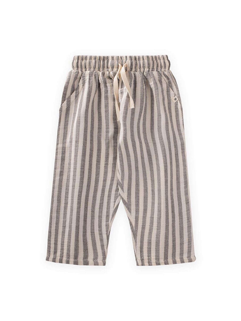 Siyah Kız Çocuk Çizgili Müslin Pantolon