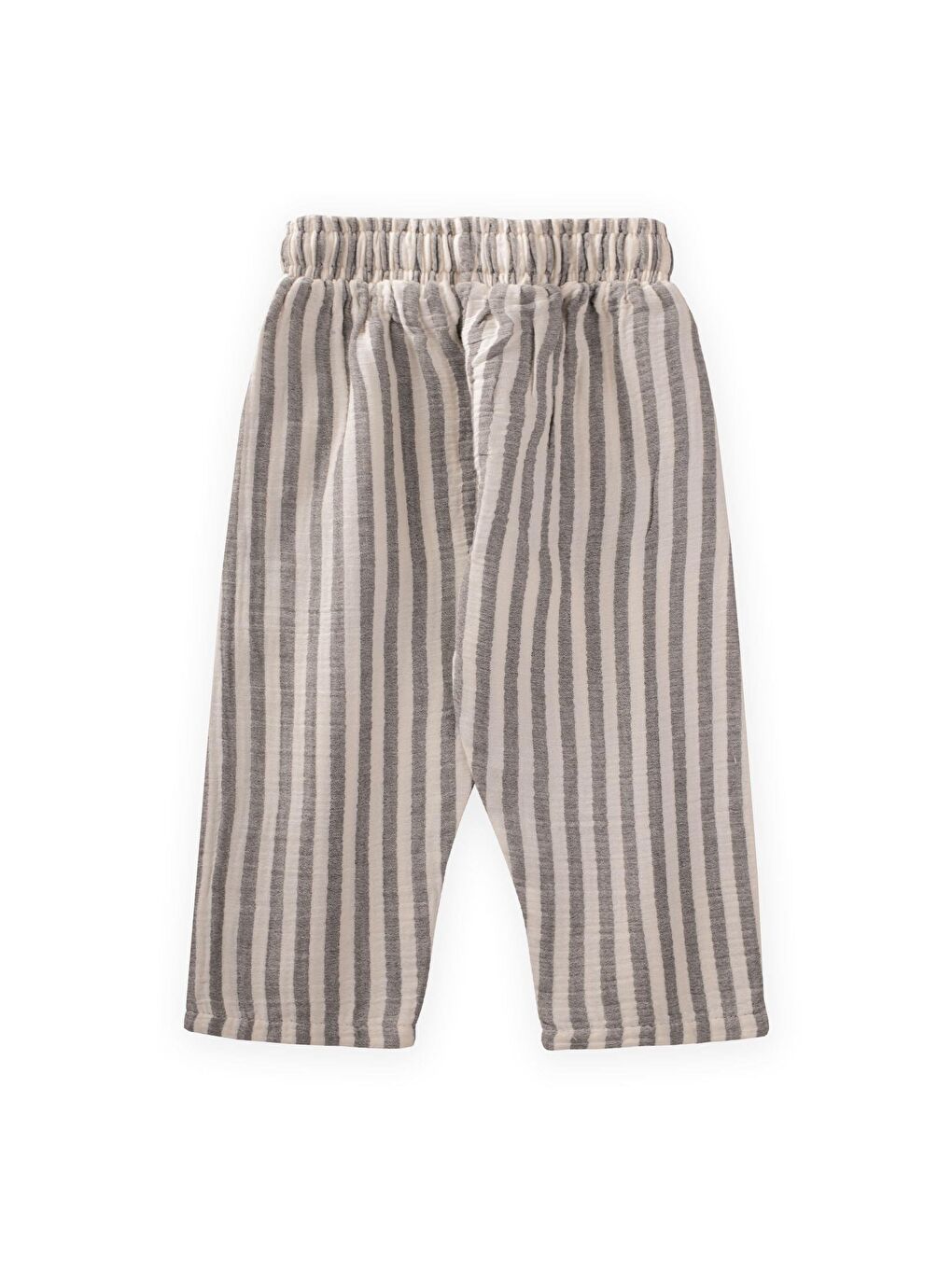 Siyah Kız Çocuk Çizgili Müslin Pantolon-1
