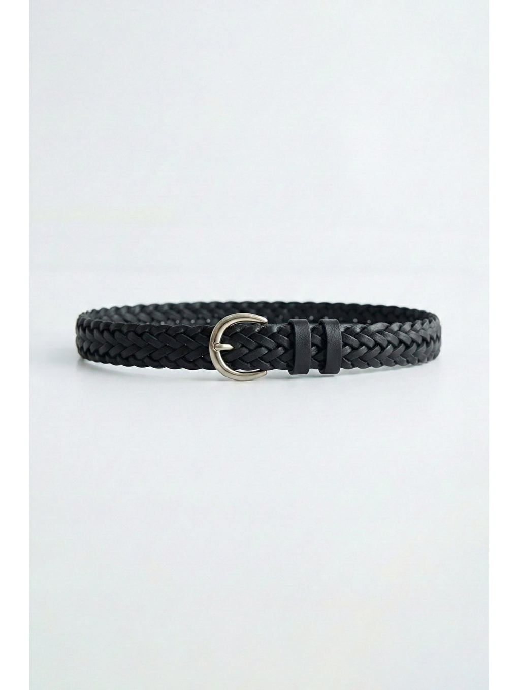 Erkek İnce Örgü Metal Tokalı Kemer Siyah