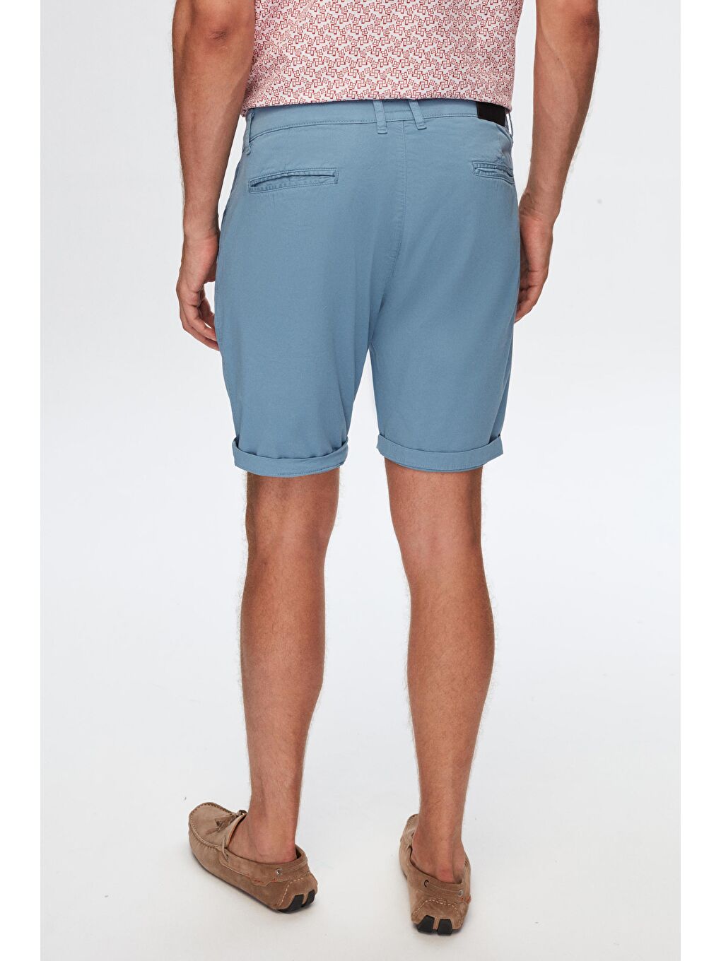 Slim Fit İndigo Yandan Cepli Pamuklu Chino Şort-3