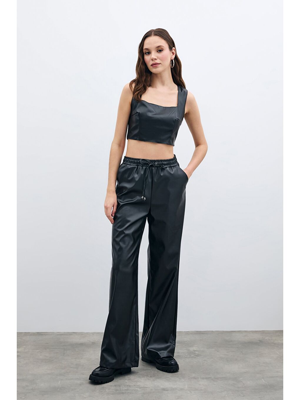 Salaş Deri Pantolon - Siyah-2