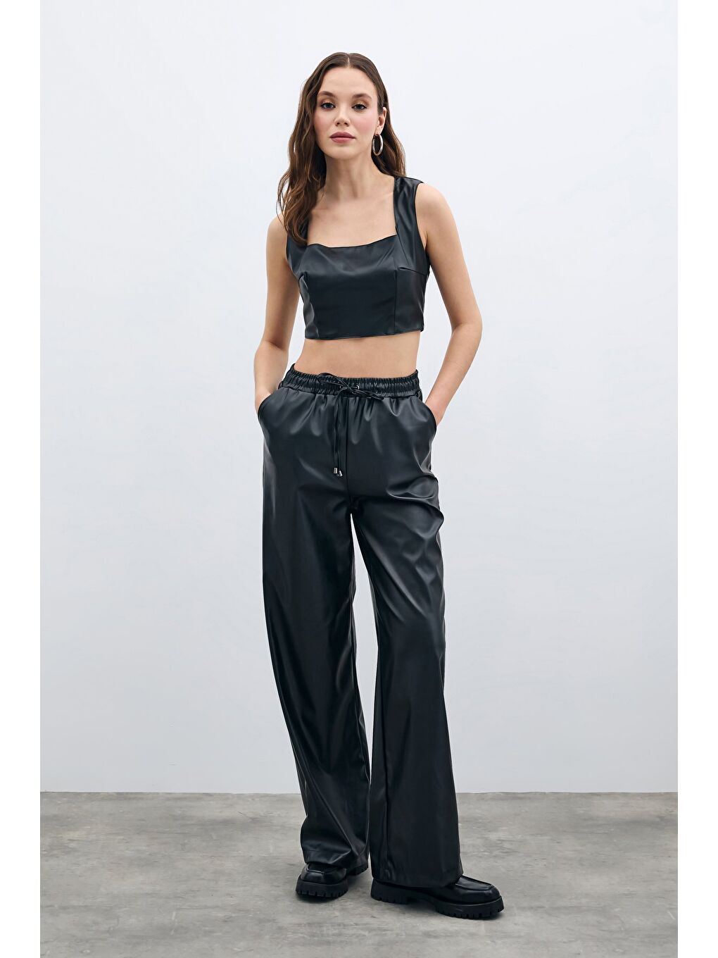 Salaş Deri Pantolon - Siyah-3