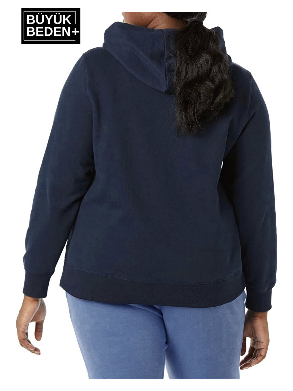 Süperlife Lacivert Kadın Büyük Beden Kapüşonlu ince Sweatshirt SPR24BSWK57 - 2