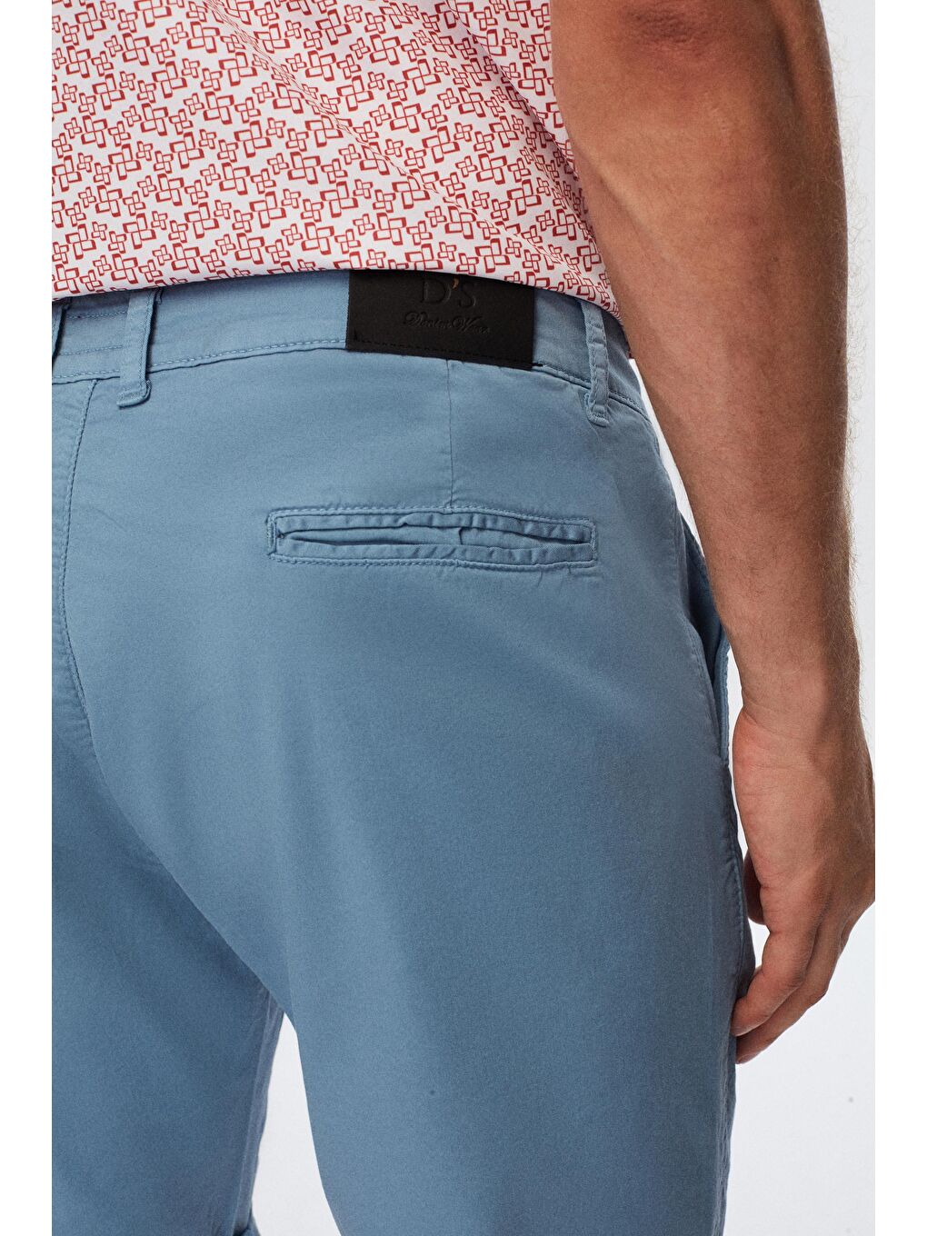 Slim Fit İndigo Yandan Cepli Pamuklu Chino Şort-5