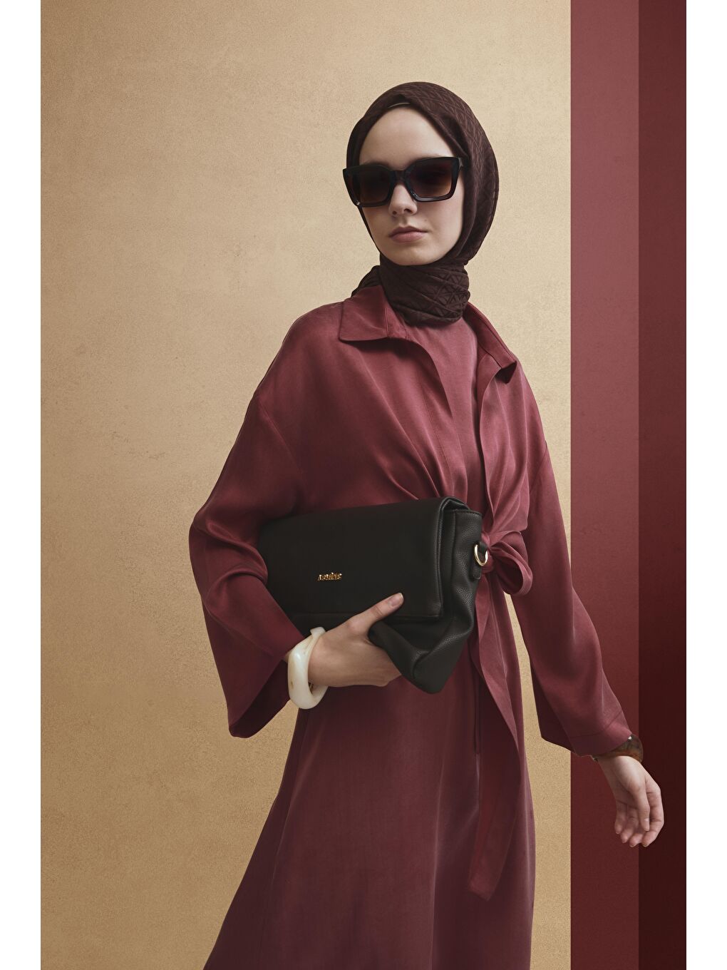 Lyocell Gömlek Elbise Takım 25Yd4253 Bordo