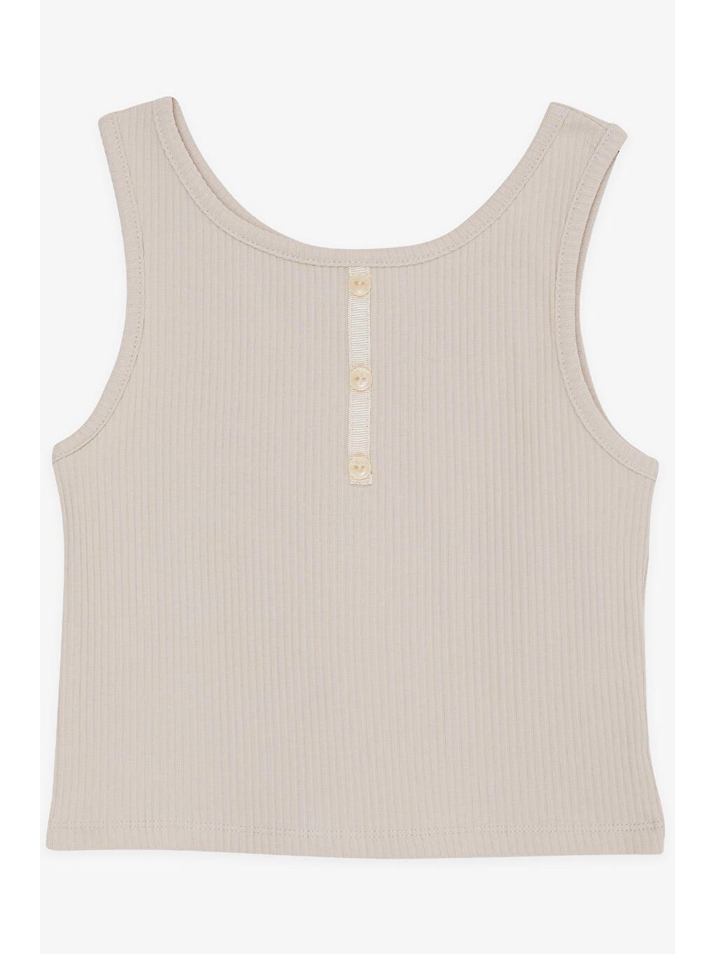 Kız Çocuk Crop Tişört Düğme Aksesuarlı Bej (9-14 Yaş)