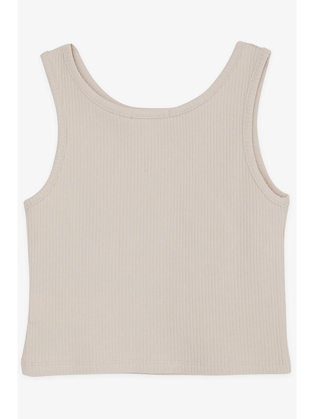 Kız Çocuk Crop Tişört Düğme Aksesuarlı Bej (9-14 Yaş)-1