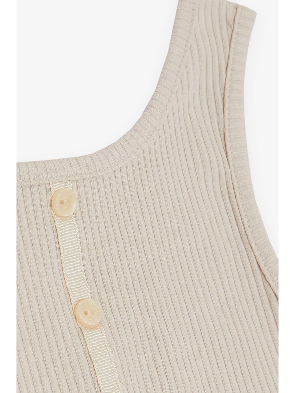 Kız Çocuk Crop Tişört Düğme Aksesuarlı Bej (9-14 Yaş)-3