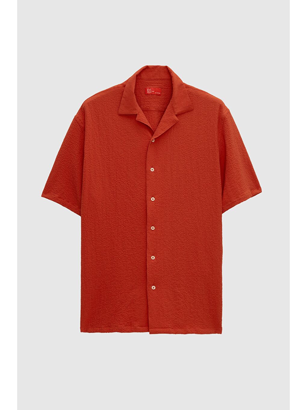 Relaxed Kırmızı Gofre Kısa Kollu Kırışmaz Gömlek-4