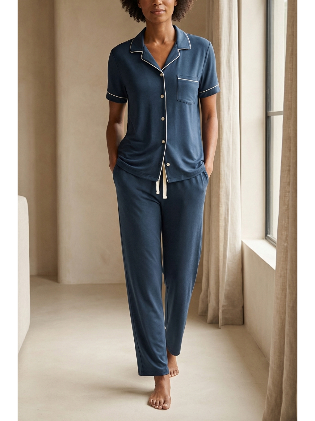 Lacivert Kadın Silver Pijama Takımı-1