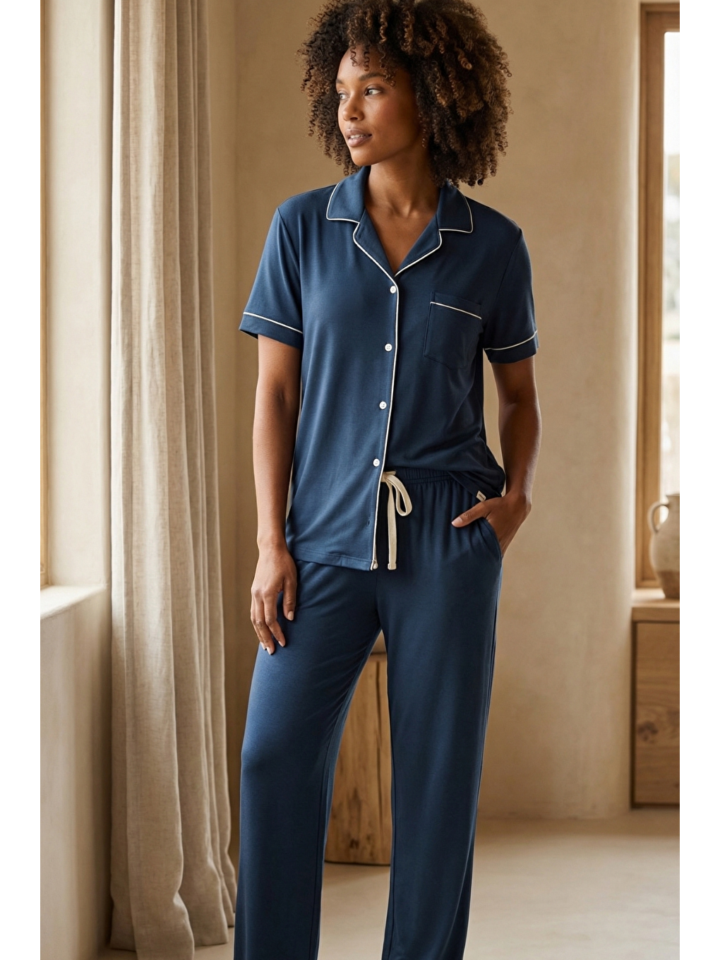 Lacivert Kadın Silver Pijama Takımı-3