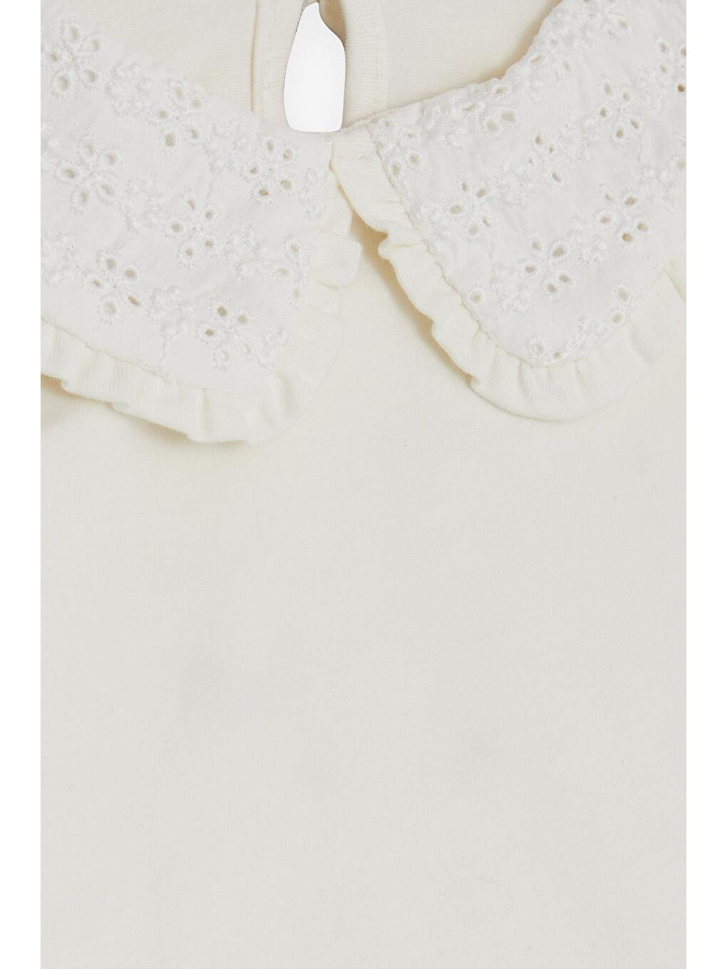 Kız Çocuk Tişört Geniş Yaka Nakışlı Armalı Ekru (5-10 Yaş)-2