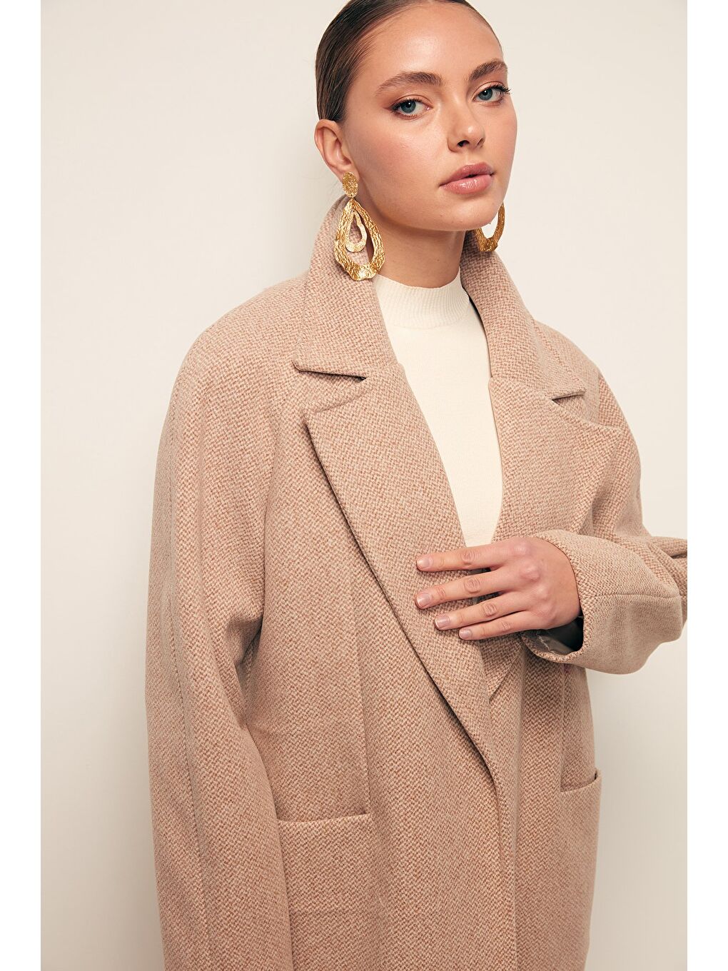 Kahverengi Cepli Kısa Kaban - Camel-2