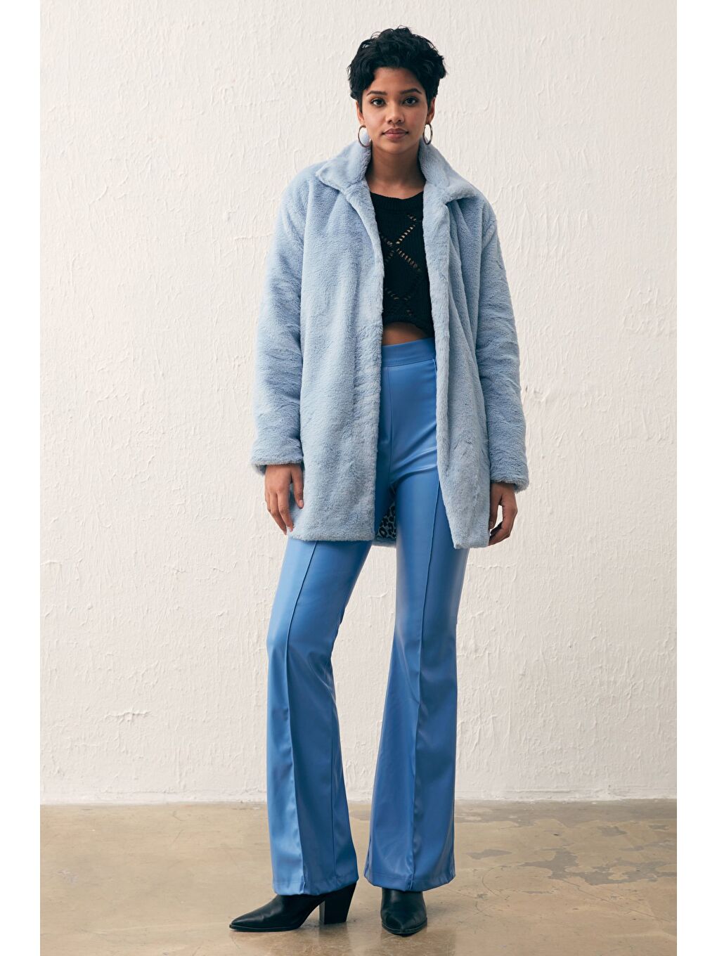 Leopar Astarlı Pelüş Kaban - Bebe Mavi-2