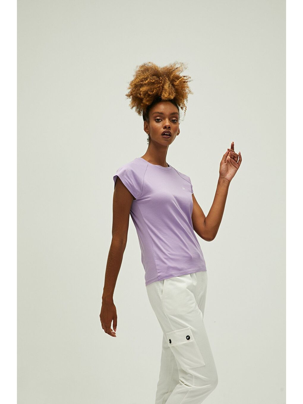 Mudra Tişört Lavanta Mor Basic Kadın Tişört-3