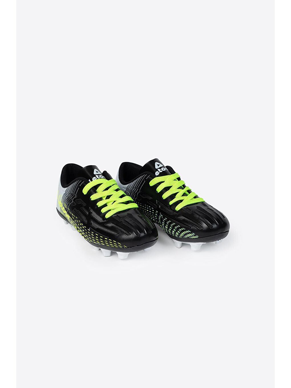 Siyah Yuvarlak Burunlu Bağcıklı Baskılı Erkek Çocuk Krampon Ayakkabı-1