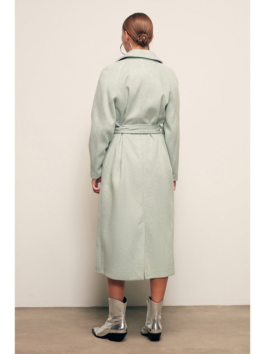 Yeşil Kuşaklı Uzun Kaban - Mint