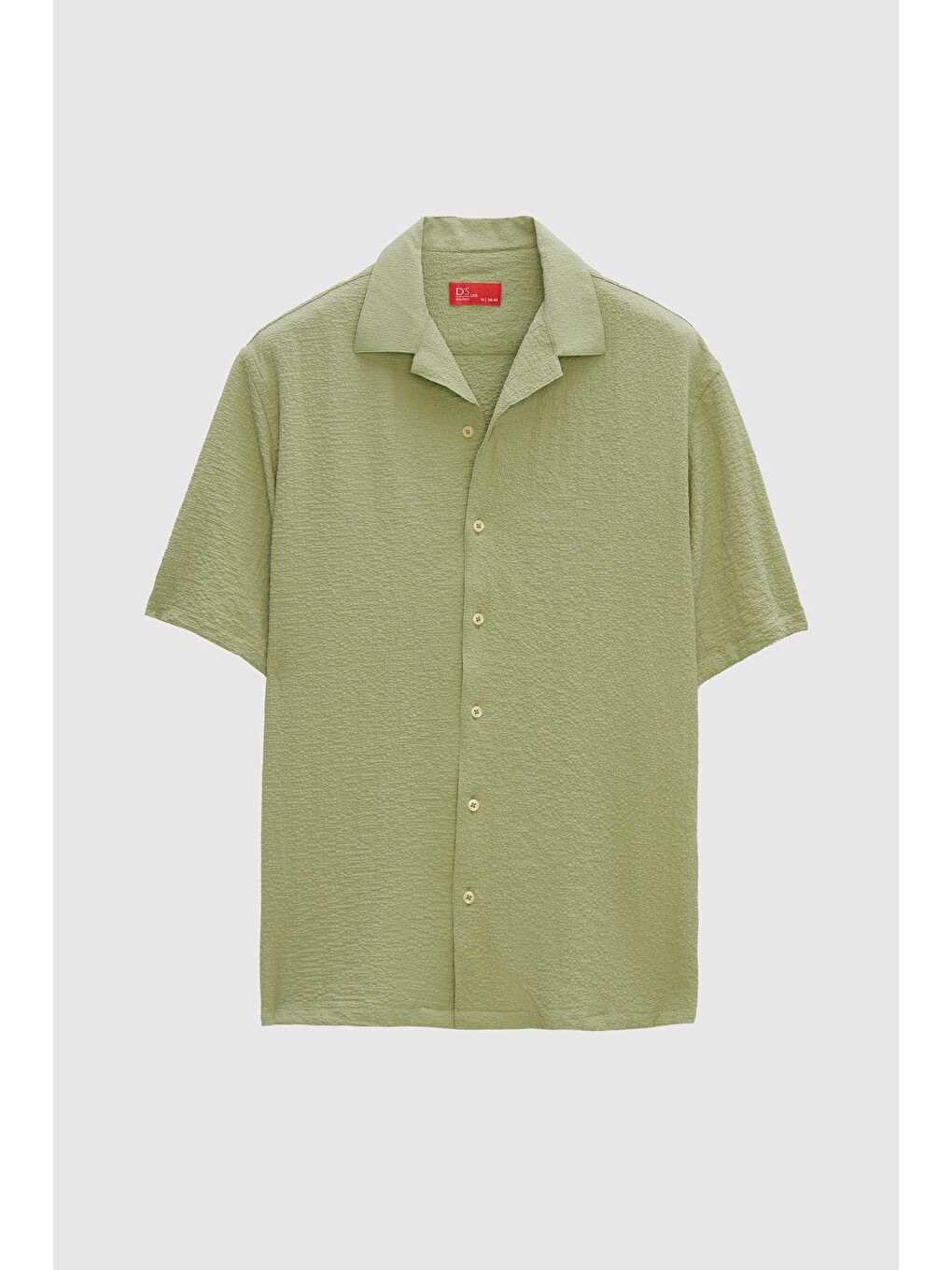 Relaxed Yeşil Gofre Kısa Kollu Kırışmaz Gömlek-4