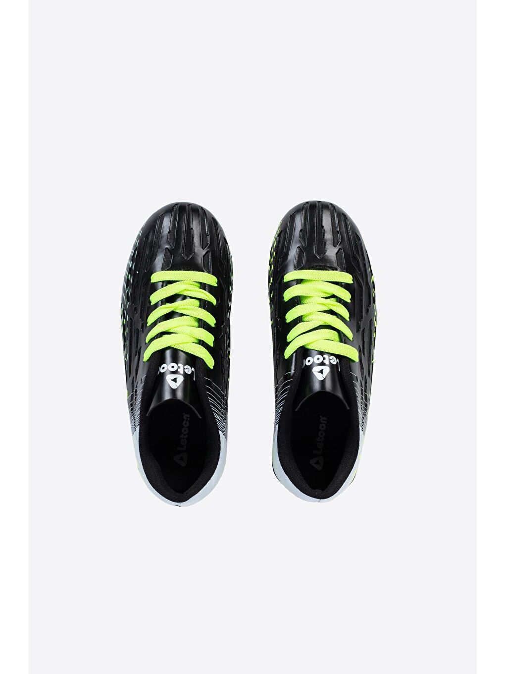 Siyah Yuvarlak Burunlu Bağcıklı Baskılı Erkek Çocuk Krampon Ayakkabı-4