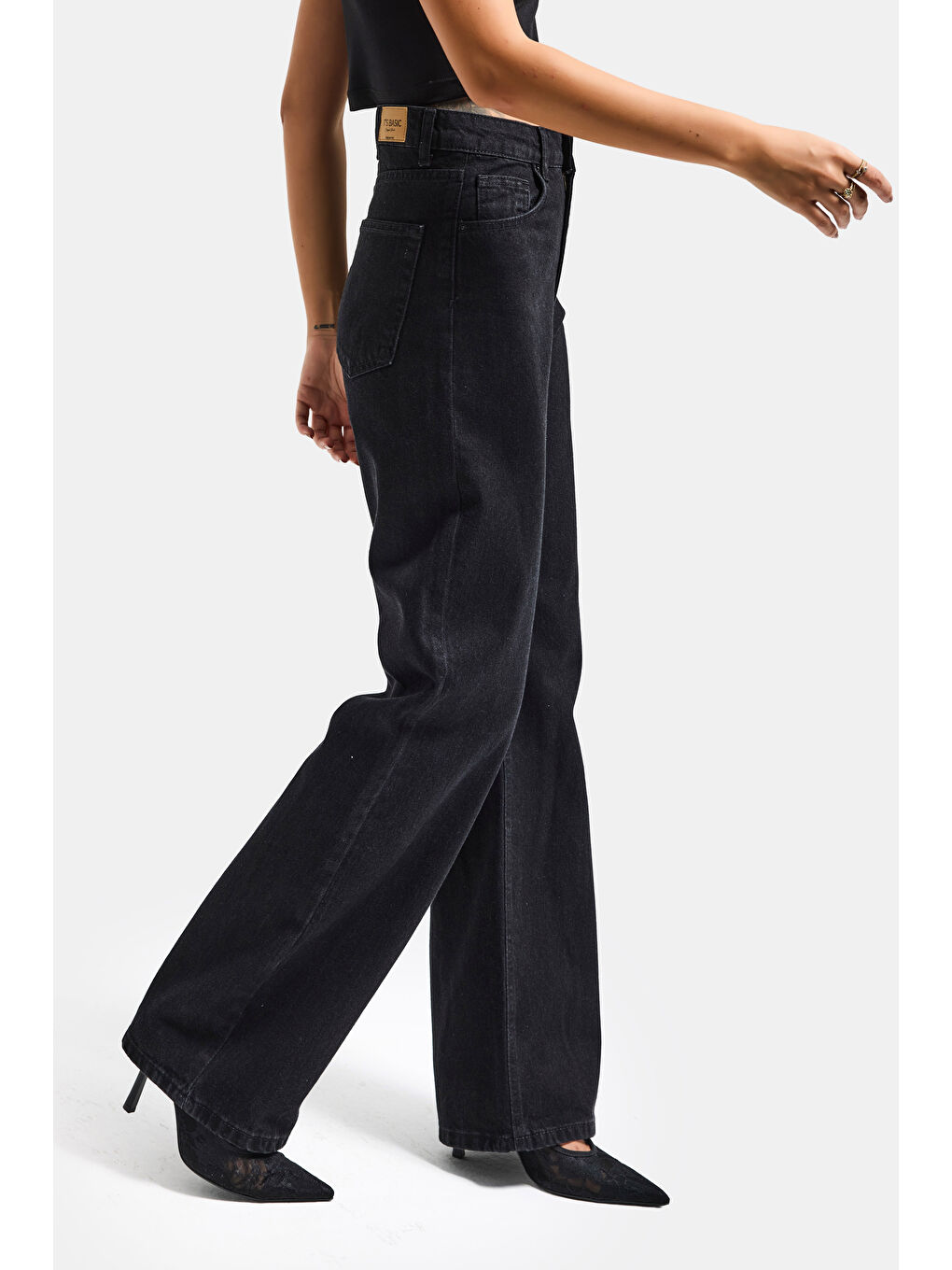 Kadın Siyah Renk Doris 1S5-1 Straight Fit Yüksek Bel %100 Pamuk Denim Jean-2