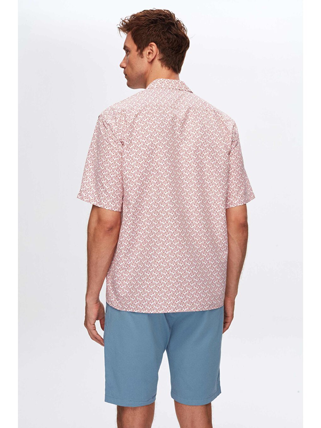 Twn Relaxed Beyaz Baskılı Desenli İzci Yaka Kısa Kollu Yazlık Gömlek-3