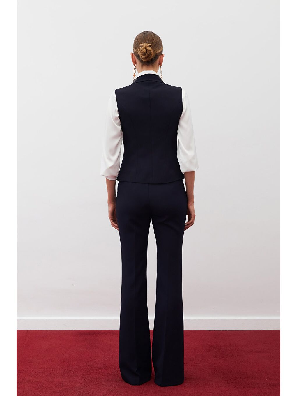 Düğme Detaylı Yelek - Lacivert-7