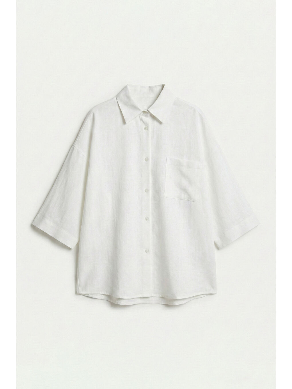 Kadın Beyaz Renk s6-2 %100 Pamuk Oversize Gömlek-4