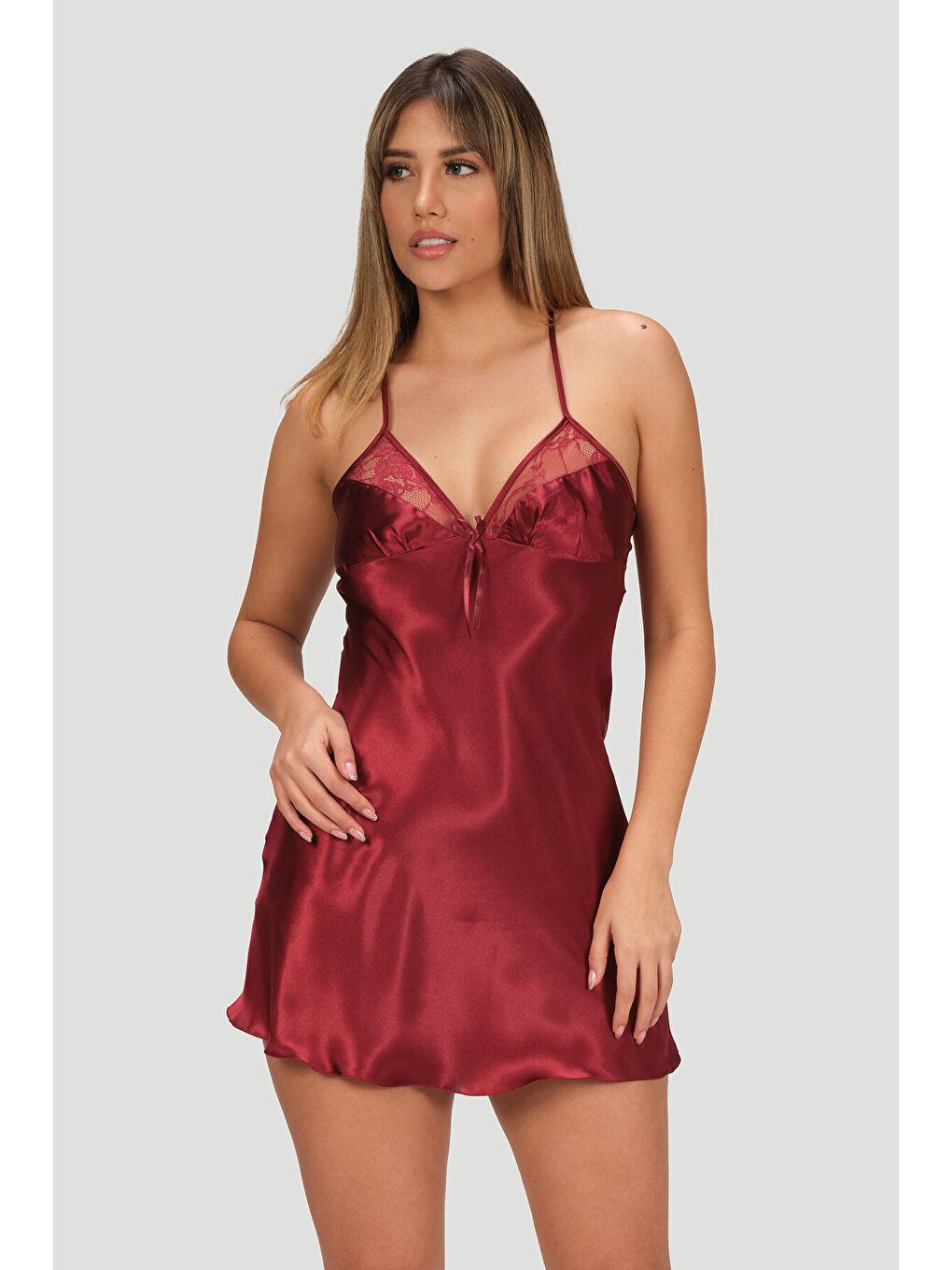 Bordo Precious Gecelik Sabahlık Takımı-1