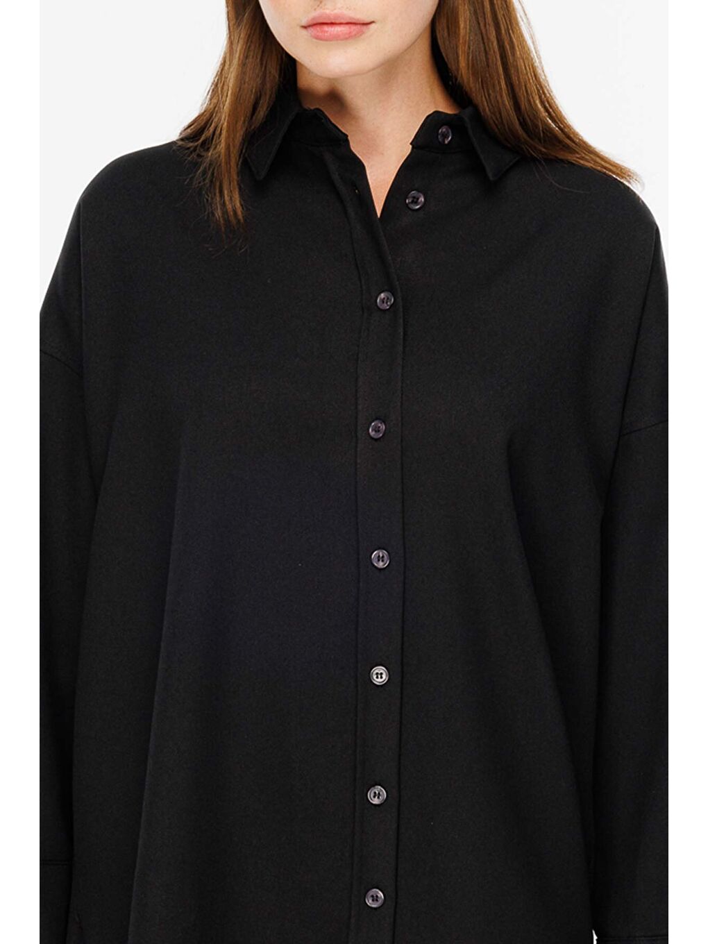 Premıum Dokuma Kumaş Oversıze Siyah Gömlek-1