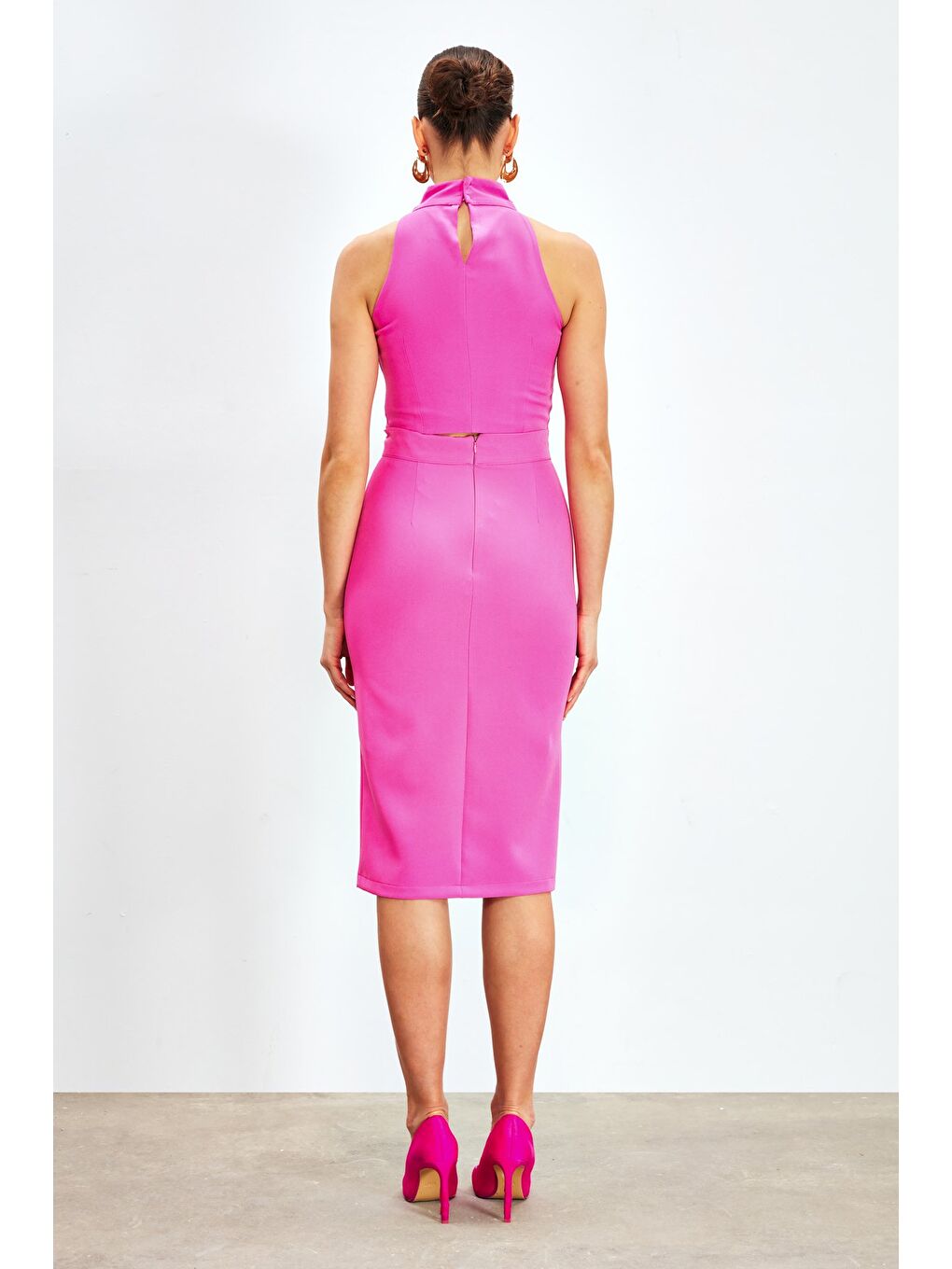 Ön Zincir Detaylı Etek - Fuşya-6