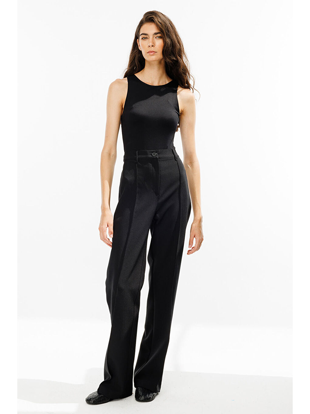 Dikiş Detaylı Siyah Palazzo Pantolon