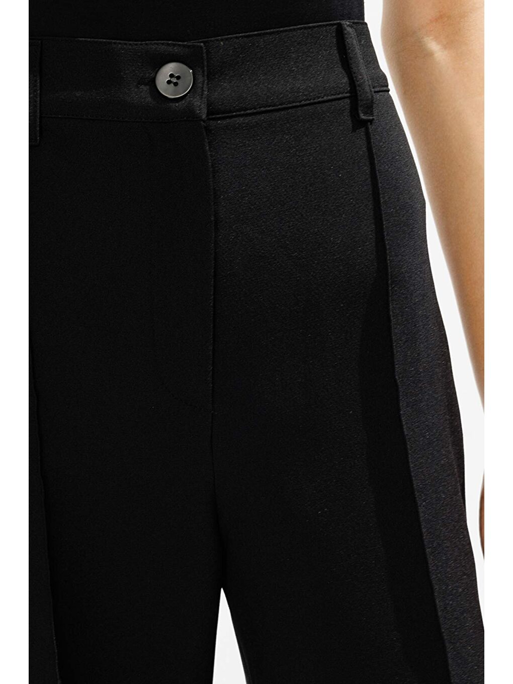 Dikiş Detaylı Siyah Palazzo Pantolon-3