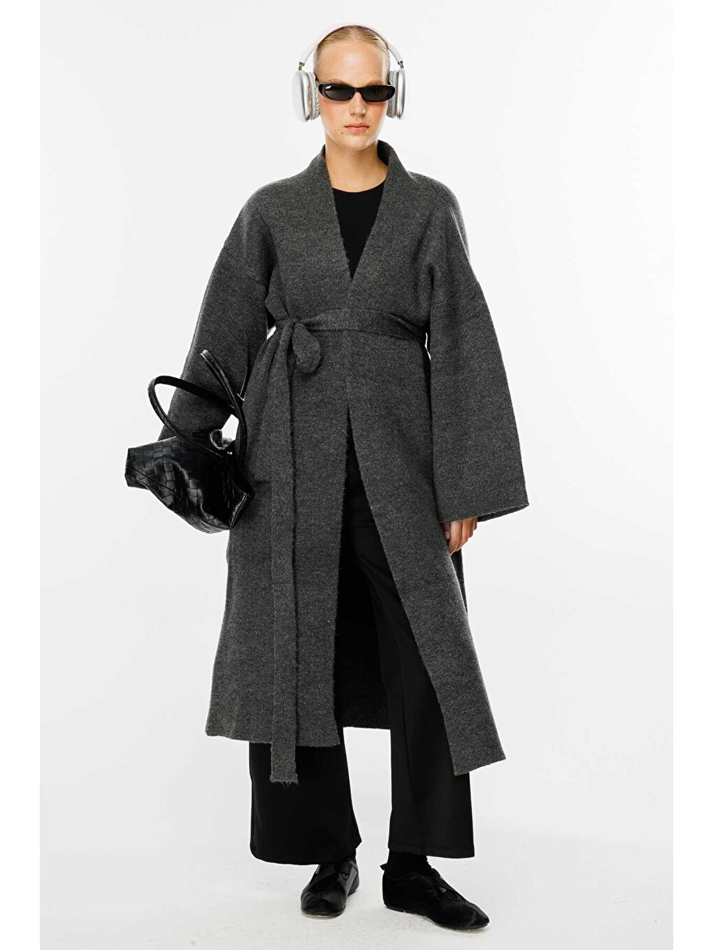 Gri Oversize Füme Hırka-1