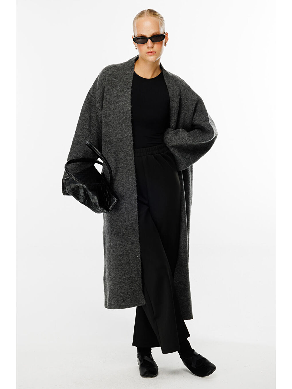 Gri Oversize Füme Hırka-4