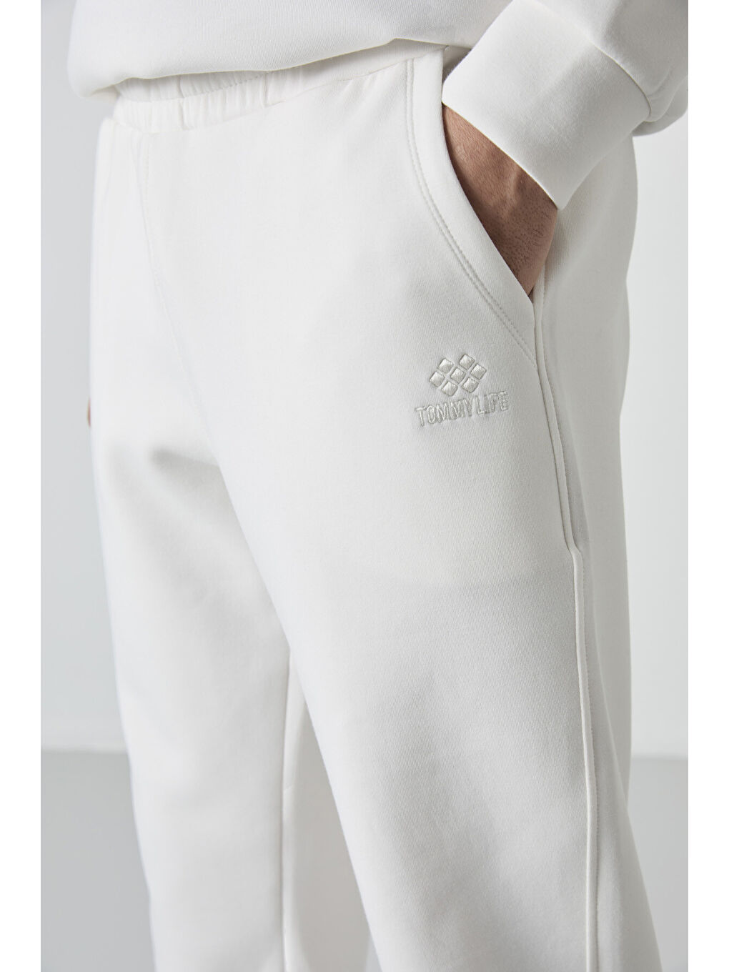 Ekru Bağcıklı Dar Paça  Erkek Jogger Eşofman Altı - 84999-2