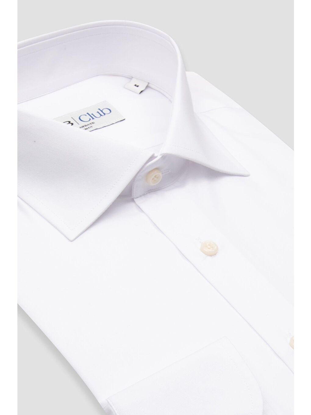 Bb Club Oscar Poplin Pamuk Polyester Slim Fit Beyaz Klasik Yaka Erkek Düz Gömlek-1