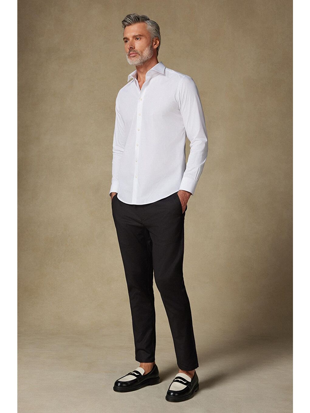 Bb Club Oscar Poplin Pamuk Polyester Slim Fit Beyaz Klasik Yaka Erkek Düz Gömlek-2